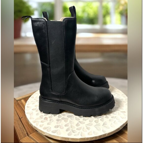 Vagabond Shoemakers Cosmo 2.0 Tall Black Leather Lugged Pull-On Boots EU 37 US 7 - Picture 7 of 12
